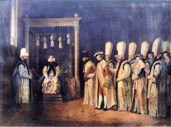 640px-Reception ceremony of the Conte de Saint Priest at the Ottoman Porte Antoine de Favray 1767